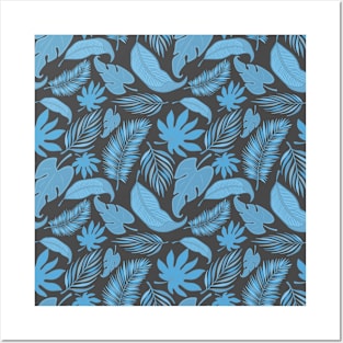 Blue Leaf Pattern Posters and Art